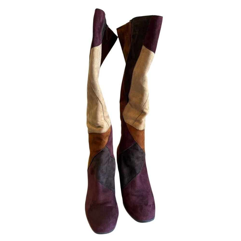 Patchwork Faux Suede Heeled Boot - image 4